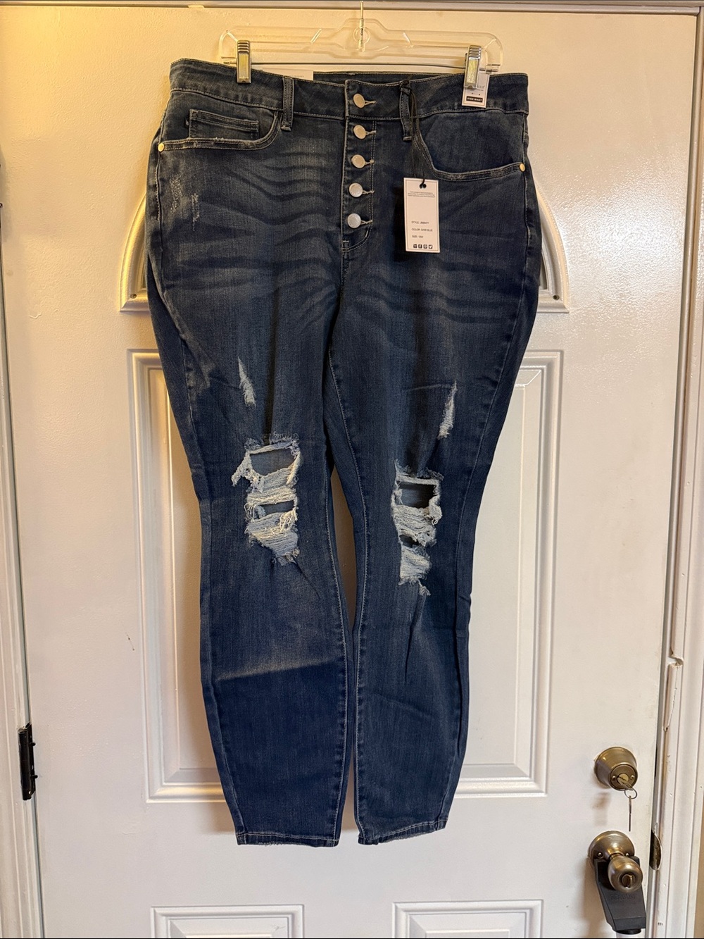 Judy Blue High-Rise Distressed Women's Jeans - Dark Blue